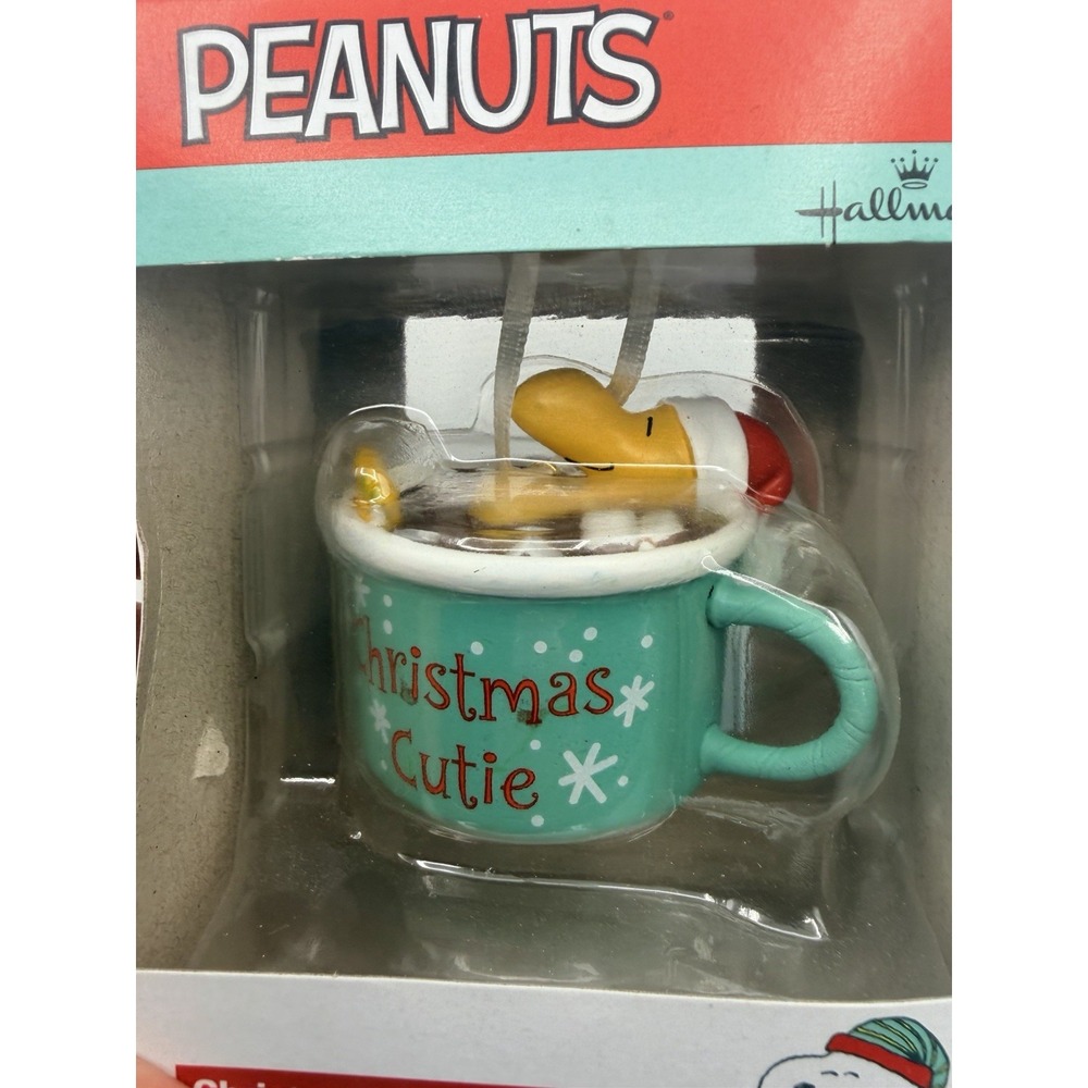 NIB 2021 PEANUTS HALLMARK ORNAMNT - WOODSTOCK IN HOT COCOA CUP - XMAS CUTIE-NIB